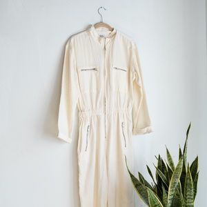 Urban Outfitters Ivory Linen Blend Jumpsuit